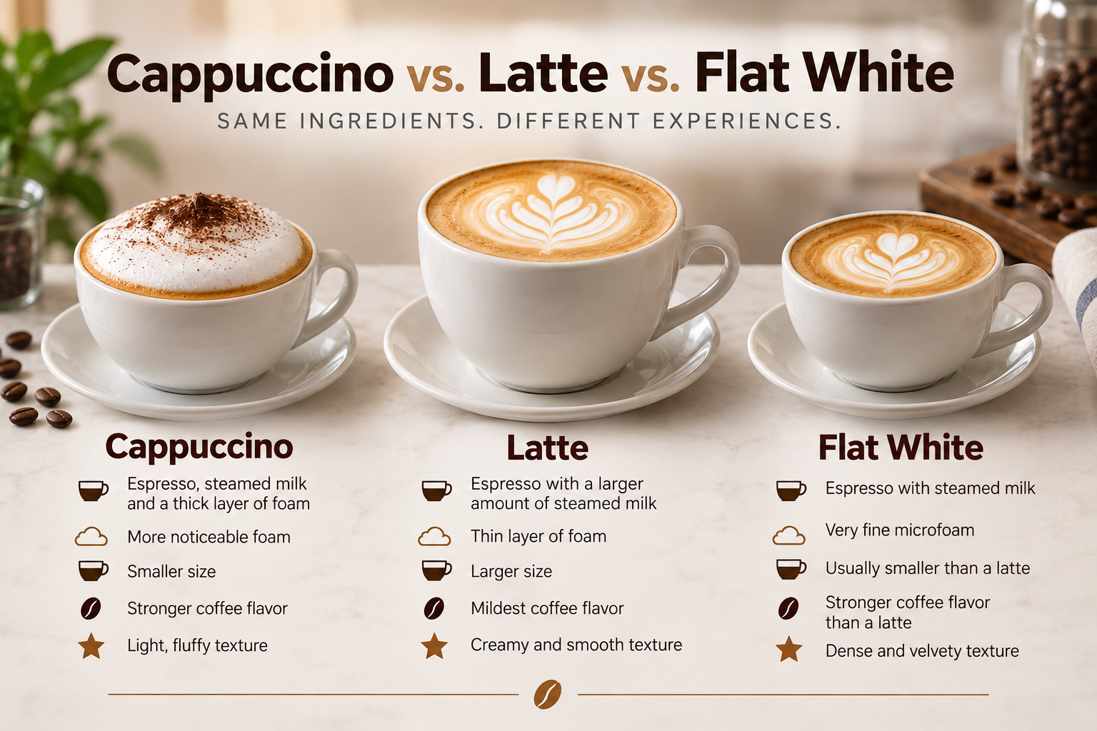 Cappuccino vs. Latte vs. Flat White: What’s the Difference?